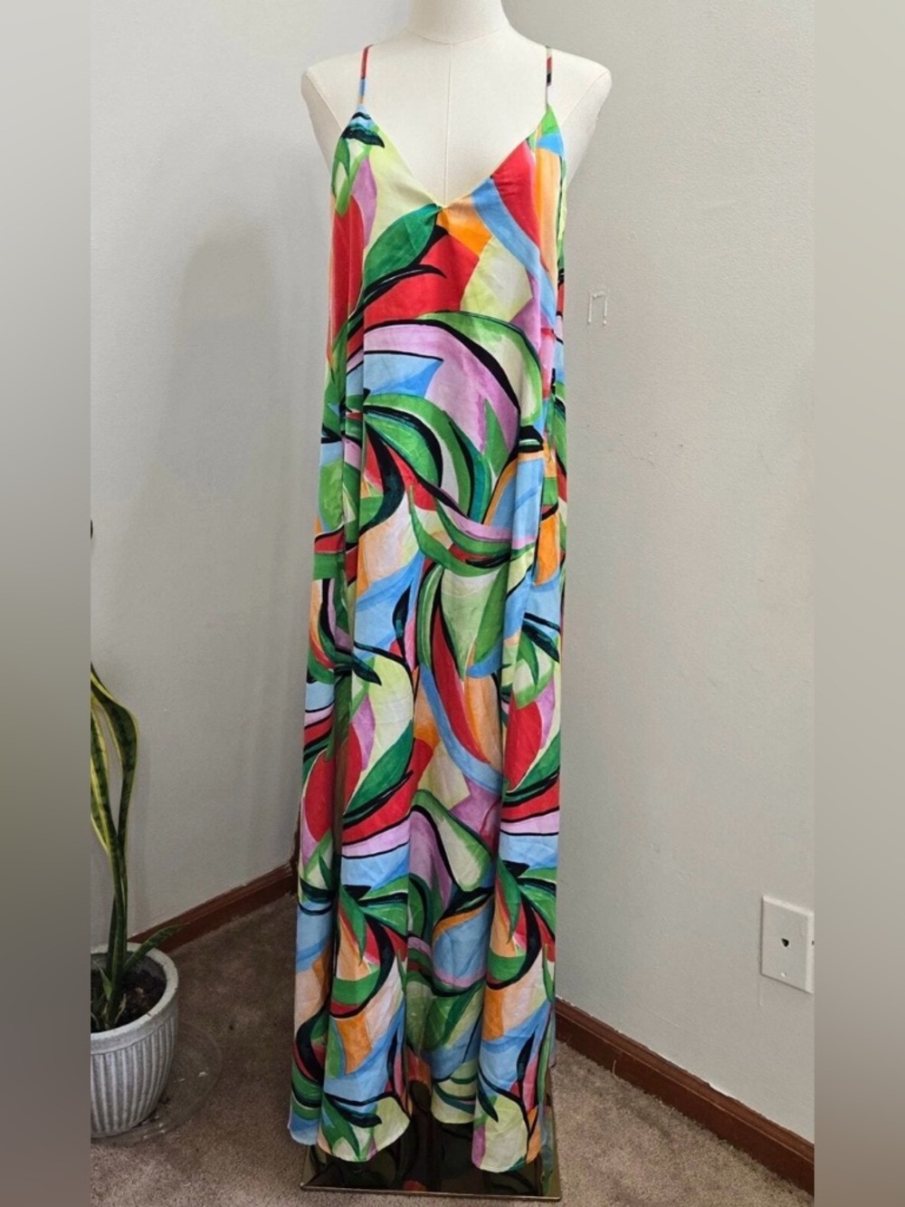 Nicole Miller Multicolor Abstract Slip Maxi Dress